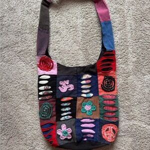 Patchwork Hobo Bag Colorful Hippie Boho Shoulder Bag Handmade Festival Style